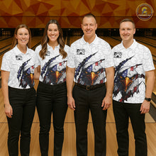 Load image into Gallery viewer, Custom Patriotic Eagle Men Bowling Team Shirt, US Flag Eagle Bowling League Shirt IPHW10190
