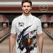Load image into Gallery viewer, Custom Patriotic Eagle Men Bowling Team Shirt, US Flag Eagle Bowling League Shirt IPHW10190