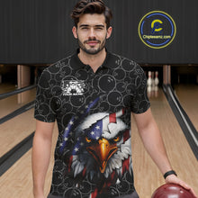Load image into Gallery viewer, Custom Patriotic Eagle Men Bowling Team Shirt, US Flag Eagle Bowling League Shirt IPHW10191