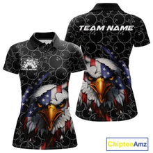 Load image into Gallery viewer, Custom Patriotic Eagle Women Bowling Team Shirt, US Flag Eagle Bowling League Shirt IPHW10191