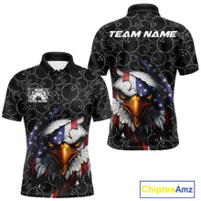 Load image into Gallery viewer, Custom Patriotic Eagle Men Bowling Team Shirt, US Flag Eagle Bowling League Shirt IPHW10191