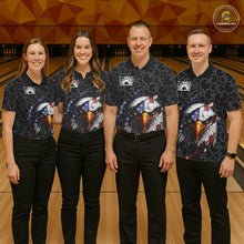 Load image into Gallery viewer, Custom Patriotic Eagle Men Bowling Team Shirt, US Flag Eagle Bowling League Shirt IPHW10191