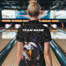 Load image into Gallery viewer, Custom Patriotic Eagle Women Bowling Team Shirt, US Flag Eagle Bowling League Shirt IPHW10191
