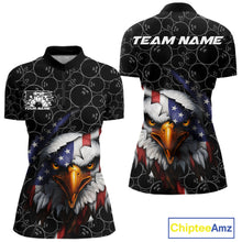 Load image into Gallery viewer, Custom Patriotic Eagle Women Bowling Team Shirt, US Flag Eagle Bowling League Shirt IPHW10191