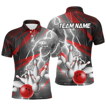 Load image into Gallery viewer, Red Lightning Thunder Custom Bowling Team Jersey,Team Bowling Shirts For Men And Women IPHW5989