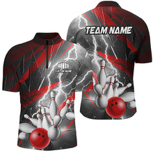 Load image into Gallery viewer, Red Lightning Thunder Custom Bowling Team Jersey,Team Bowling Shirts For Men And Women IPHW5989