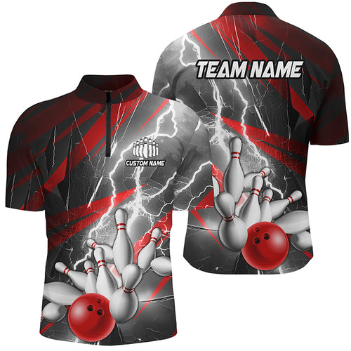 Red Lightning Thunder Custom Bowling Team Jersey,Team Bowling Shirts For Men And Women IPHW5989