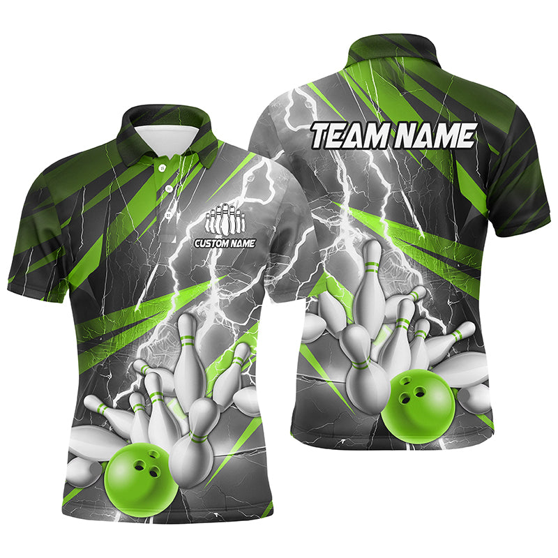 Green Lightning Thunder Custom Bowling Team Jersey,Team Bowling Shirts ...