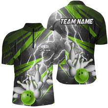 Load image into Gallery viewer, Green Lightning Thunder Custom Bowling Team Jersey,Team Bowling Shirts For Men And Women IPHW5990