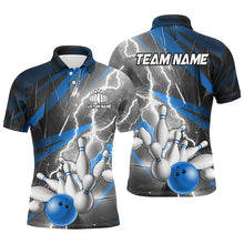 Load image into Gallery viewer, Blue Lightning Thunder Custom Bowling Team Jersey,Team Bowling Shirts For Men And Women IPHW5991