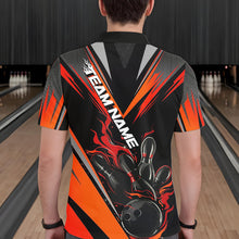 Load image into Gallery viewer, Custom Black And Red Flame Bowling Men Polo Shirts, Fire Bowling Tournament Team Outfits IPHW8773