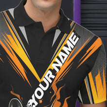 Load image into Gallery viewer, Custom Black And Yellow Flame Bowling Men Polo Shirts, Fire Bowling Tournament Team Outfits IPHW8774
