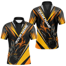 Load image into Gallery viewer, Custom Black And Yellow Flame Bowling Men Polo Shirts, Fire Bowling Tournament Team Outfits IPHW8774