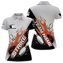 Load image into Gallery viewer, Custom Orange Flame Strike Bowling Women Polo Shirts, Team Uniform Bowling League Shirt IPHW8779