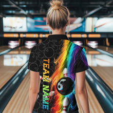 Load image into Gallery viewer, Custom Colorful Rainbow Flame Bowling Team Quarter-Zip Shirts For Women, Bowlers Outfits IPHW8784