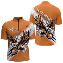 Load image into Gallery viewer, Custom Orange Eagle Bowling Jerseys, Eagle Bowling Men Quarter-Zip Shirts Team Bowlers Uniform IPHW8787