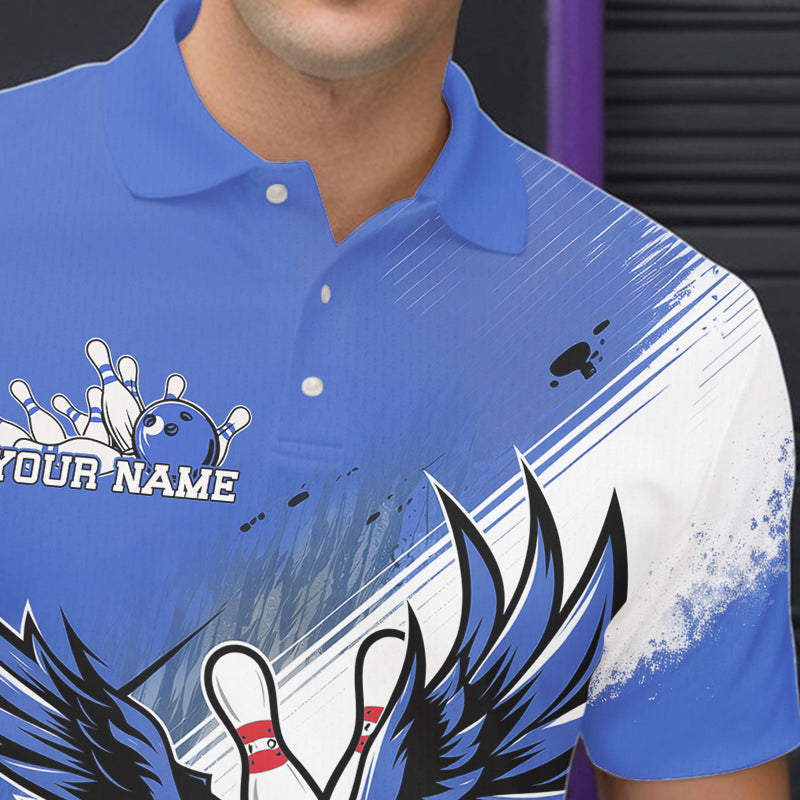 Custom Blue Eagle Bowling Jerseys, Eagle Bowling Men Polo Shirts Team Uniform Bowlers Outfit IPHW8789