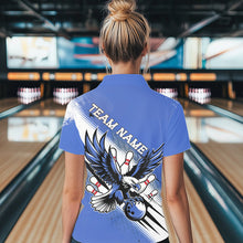 Load image into Gallery viewer, Custom Blue Eagle Bowling Jerseys, Eagle Bowling Women Polo Shirts Team Bowlers Uniform IPHW8789