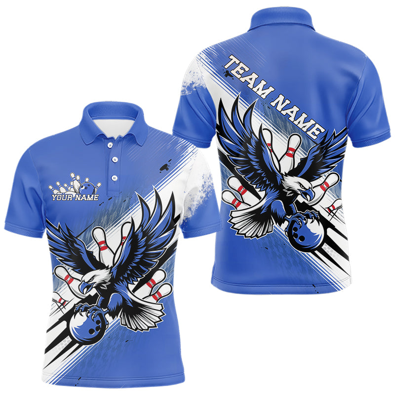 Custom Blue Eagle Bowling Jerseys, Eagle Bowling Men Polo Shirts Team Uniform Bowlers Outfit IPHW8789