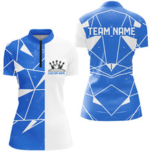 Load image into Gallery viewer, Blue Geometric Custom Ladies Bowling Team Shirts, Bowling Jerseys For Bowlers IPHW6266