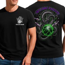 Load image into Gallery viewer, Custom Purple And Green Lightning Dragon Bowling T-Shirts For Men, Unique Bowlers Outfit IPHW9062