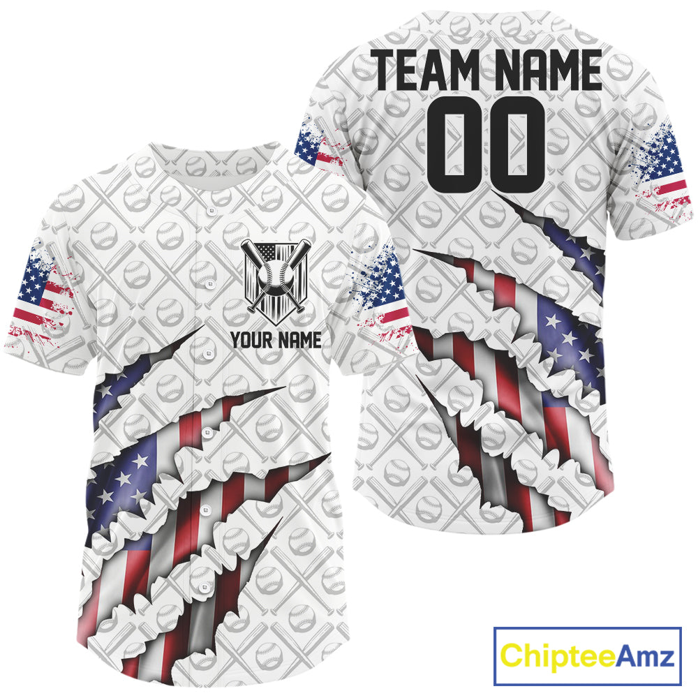 Custom Patriotic US Flag Baseball Jerseys For Men, Baseball Team Uniform Outfit IPHW9586
