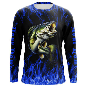 Custom Bass Fishing jerseys, Bass Long sleeve Fishing Shirts personalized Fishing gifts | blue IPHW3535