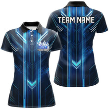 Load image into Gallery viewer, Custom Blue Bowling Shirts For Women, Bowling Team Jerseys Bowlers Outfits With Names IPHW7646