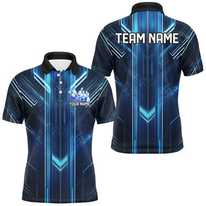 Custom Blue Bowling Shirts For Men, Bowling Team Jerseys Bowlers Outfits With Names IPHW7646