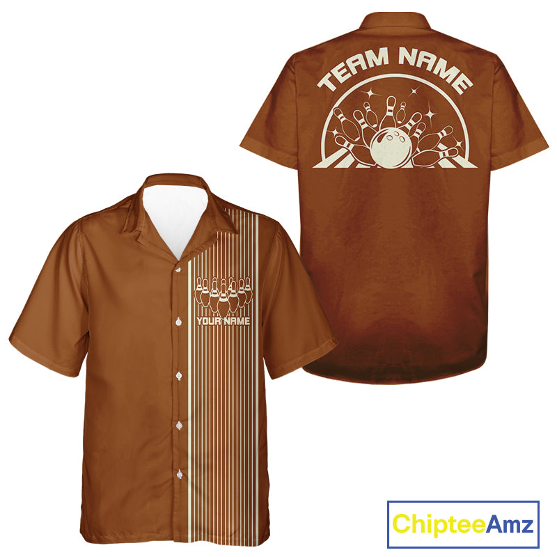 Custom Classic Striped Vintage Bowling Shirt, Retro Bowling Button Up Team Shirt IPHW10075