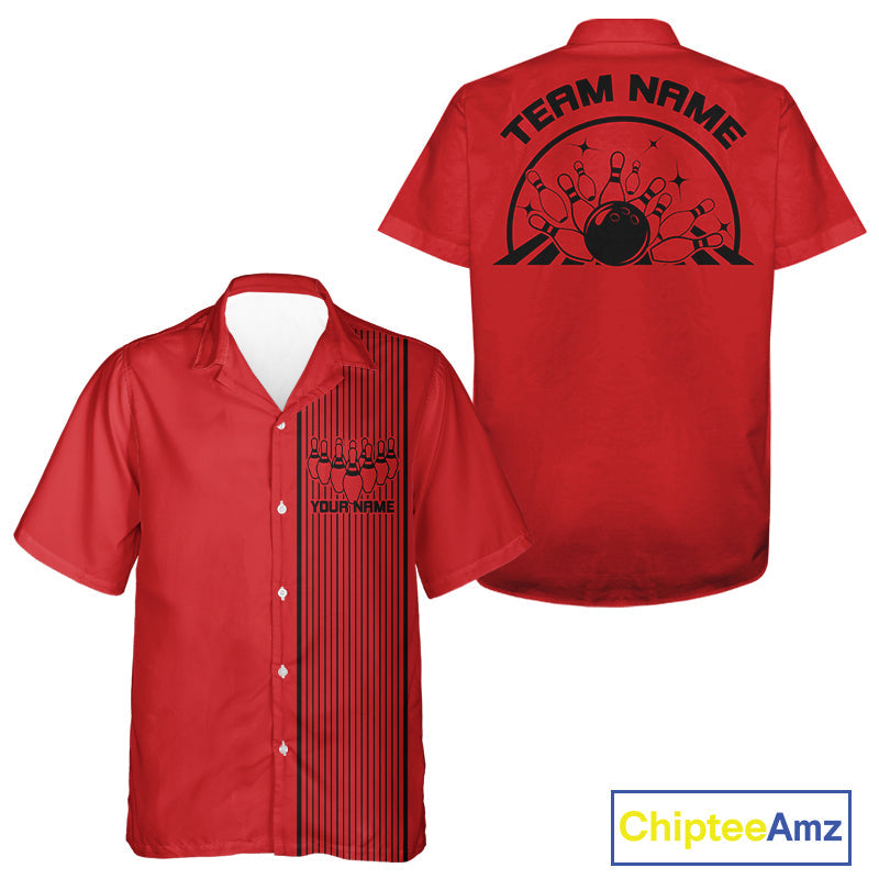 Custom Classic Striped Vintage Bowling Shirt, Retro Bowling Button Up Team Shirt IPHW10075
