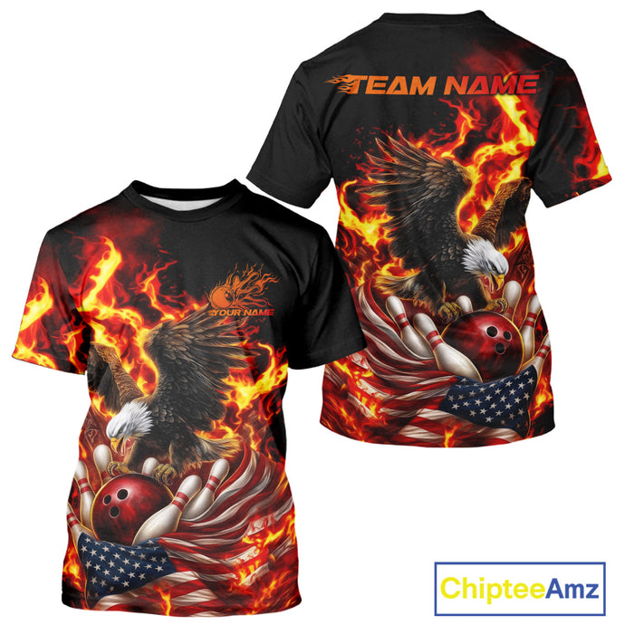 Custom Patriotic Fire Flame Eagle Men Bowling Team, Firefighter Bowling IPHW10201