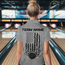 Load image into Gallery viewer, Custom American Flag Skull Bowling Shirts For Women, Patriotic Team Bowling Jerseys IPHW5846