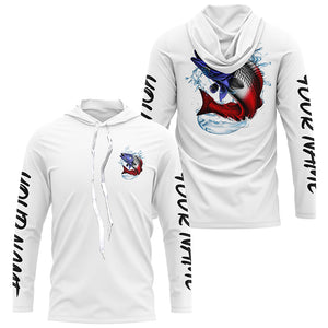 Personalized American Flag Redfish Fishing Shirts, Patriotic Redfish Long Sleeve Fishing Shirts IPHW6272