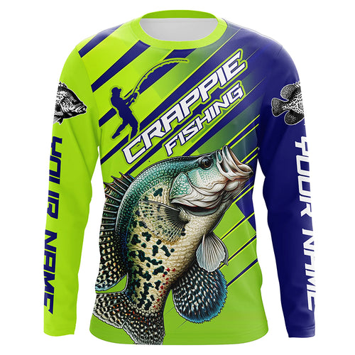 Crappie Fishing blue camo Custom UV Long sleeve Fishing Shirts, Crappie  Fishing Tournament Shirts - IPHW833 {2024 Collection}