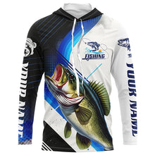 Load image into Gallery viewer, Custom Largemouth Bass Fishing Jerseys, Bass Long Sleeve Tournament Fishing Shirts | Blue IPHW6283