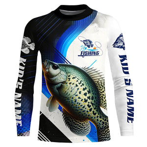 Custom Crappie Fishing Jerseys, Crappie Long Sleeve Tournament Fishing Shirts | Blue IPHW6285