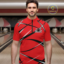 Load image into Gallery viewer, Custom Red Bowling Jerseys, Bowling Team Tournament Quarter-Zip Shirts For Men IPHW11410
