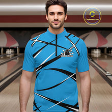 Load image into Gallery viewer, Custom Blue Bowling Jerseys, Bowling Team Tournament Quarter-Zip Shirts For Men IPHW11413