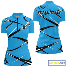 Load image into Gallery viewer, Custom Blue Bowling Jerseys, Bowling Team Tournament Quarter-Zip Shirts For Women IPHW11413