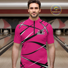 Load image into Gallery viewer, Custom Pink Bowling Jerseys, Bowling Team Tournament Quarter-Zip Shirts For Men IPHW11414