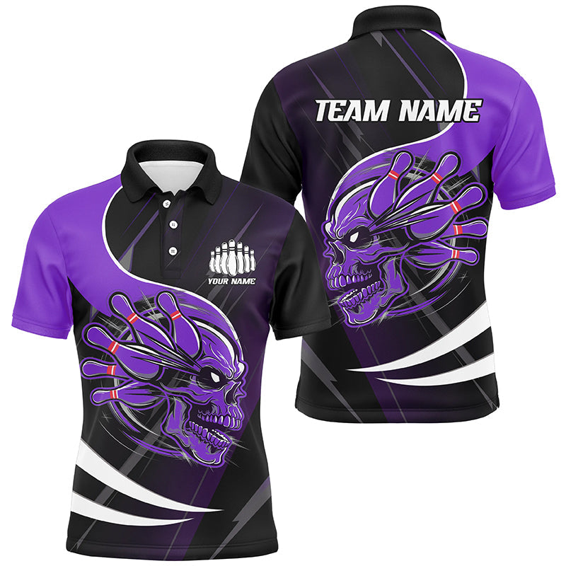 Custom Skull Bowling Shirts For Men, Bowling Team Shirts Uniform Outfit | Pulrple IPHW6764