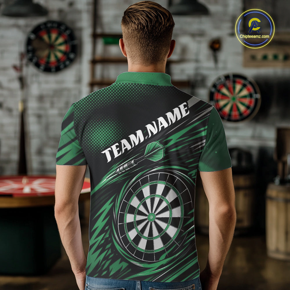 Custom Green Owl Darts Men Polo Shirts, Dart Flights Darts League Shirt IPHW11734