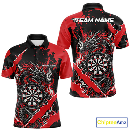 Custom Black And Red Splatter Dragon Claw Marks Dart Men Polo Shirt, Dart Jersey IPHW12100