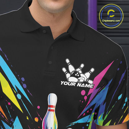 Custom Colorful Bowling Team Polo Shirt For Men, Bowling Tournament Jersey Bowler Gift IPHW12402