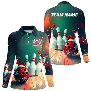 Custom Christmas Ladies Bowling Shirts, Bowling Team Shirt Christmas Bowling Outfits IPHW7842