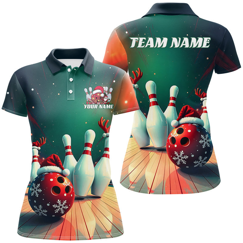 Custom Christmas Ladies Bowling Shirts, Bowling Team Shirt Christmas Bowling Outfits IPHW7842