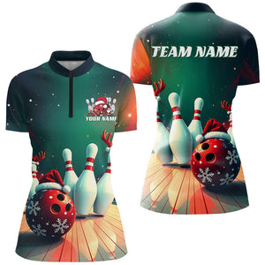 Custom Christmas Ladies Bowling Shirts, Bowling Team Shirt Christmas Bowling Outfits IPHW7842