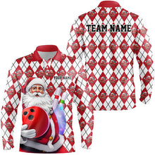 Load image into Gallery viewer, White And Red Bowling Argyle Pattern Custom Funny Christmas Santa Bowling Team Shirts For Men IPHW7846