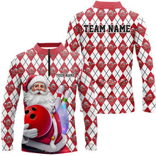 Load image into Gallery viewer, White And Red Bowling Argyle Pattern Custom Funny Christmas Santa Bowling Team Shirts For Men IPHW7846